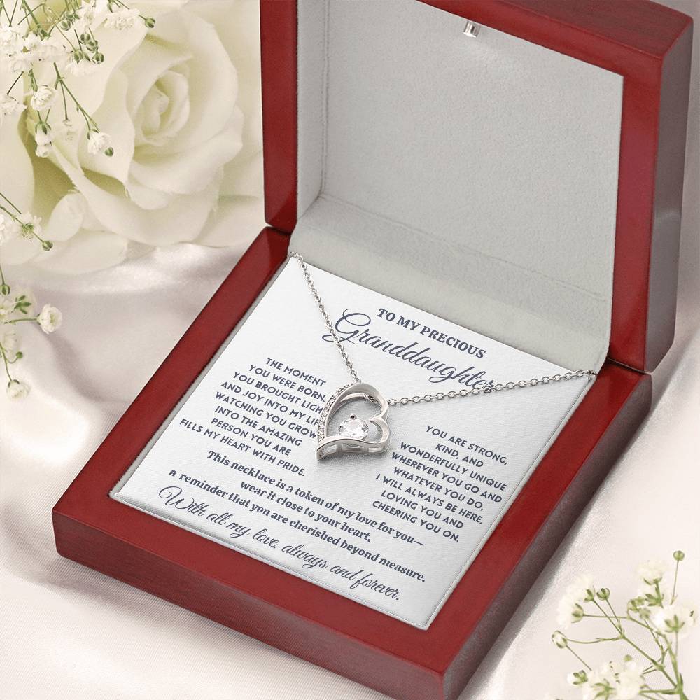 To My Precious Granddaughter - Cherished Beyond Measure - Forever Love Necklace