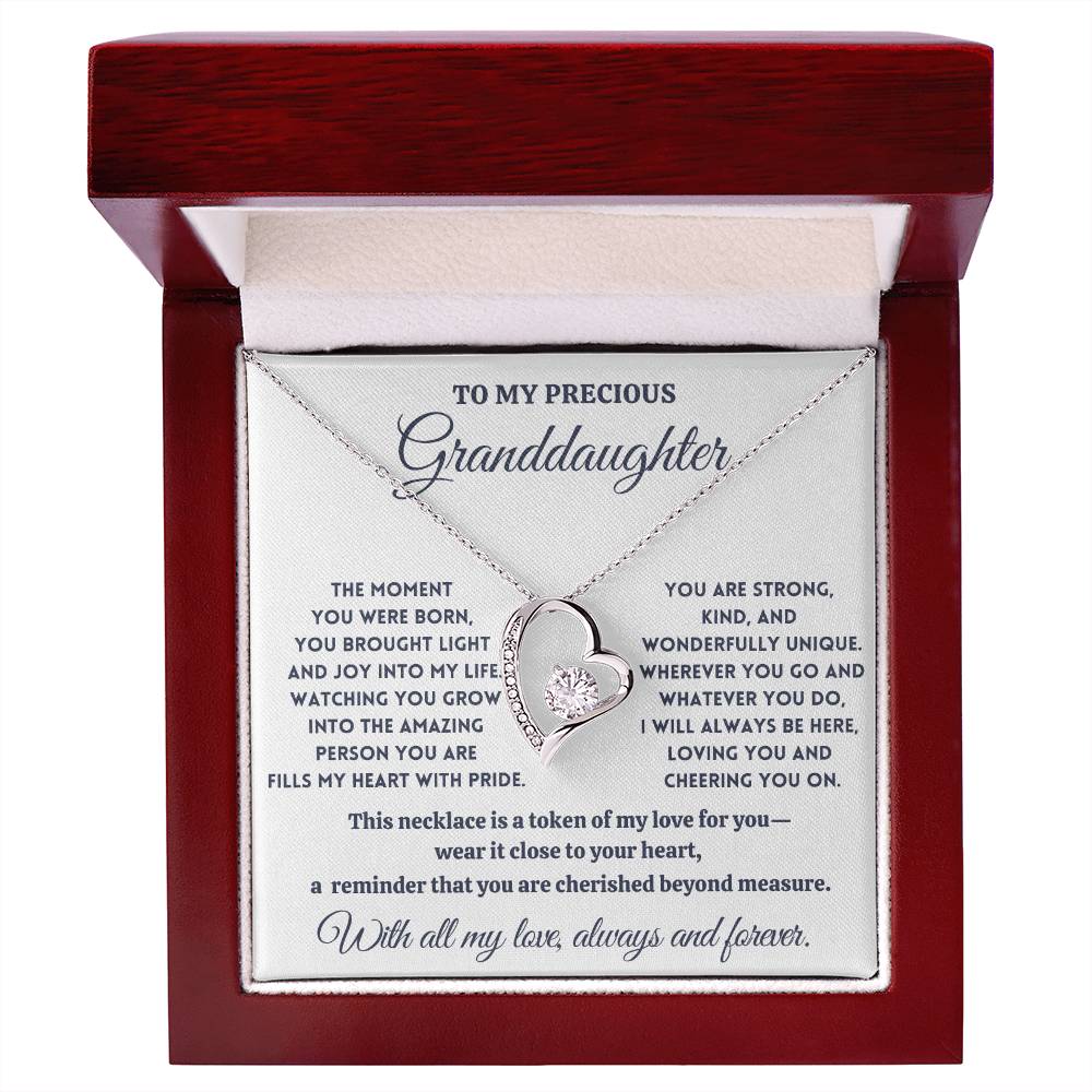 To My Precious Granddaughter - Cherished Beyond Measure - Forever Love Necklace