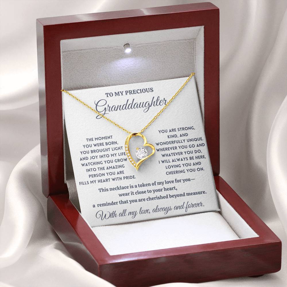 To My Precious Granddaughter - Cherished Beyond Measure - Forever Love Necklace