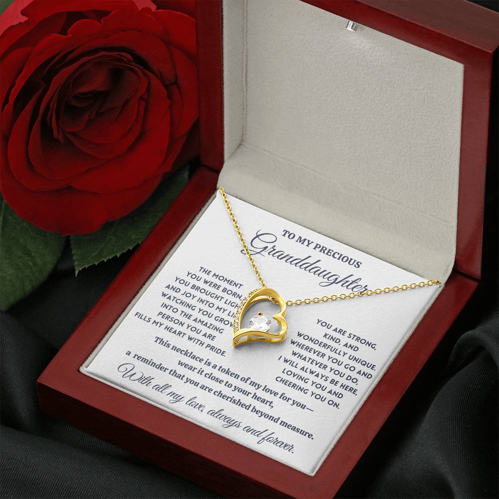 To My Precious Granddaughter - Cherished Beyond Measure - Forever Love Necklace