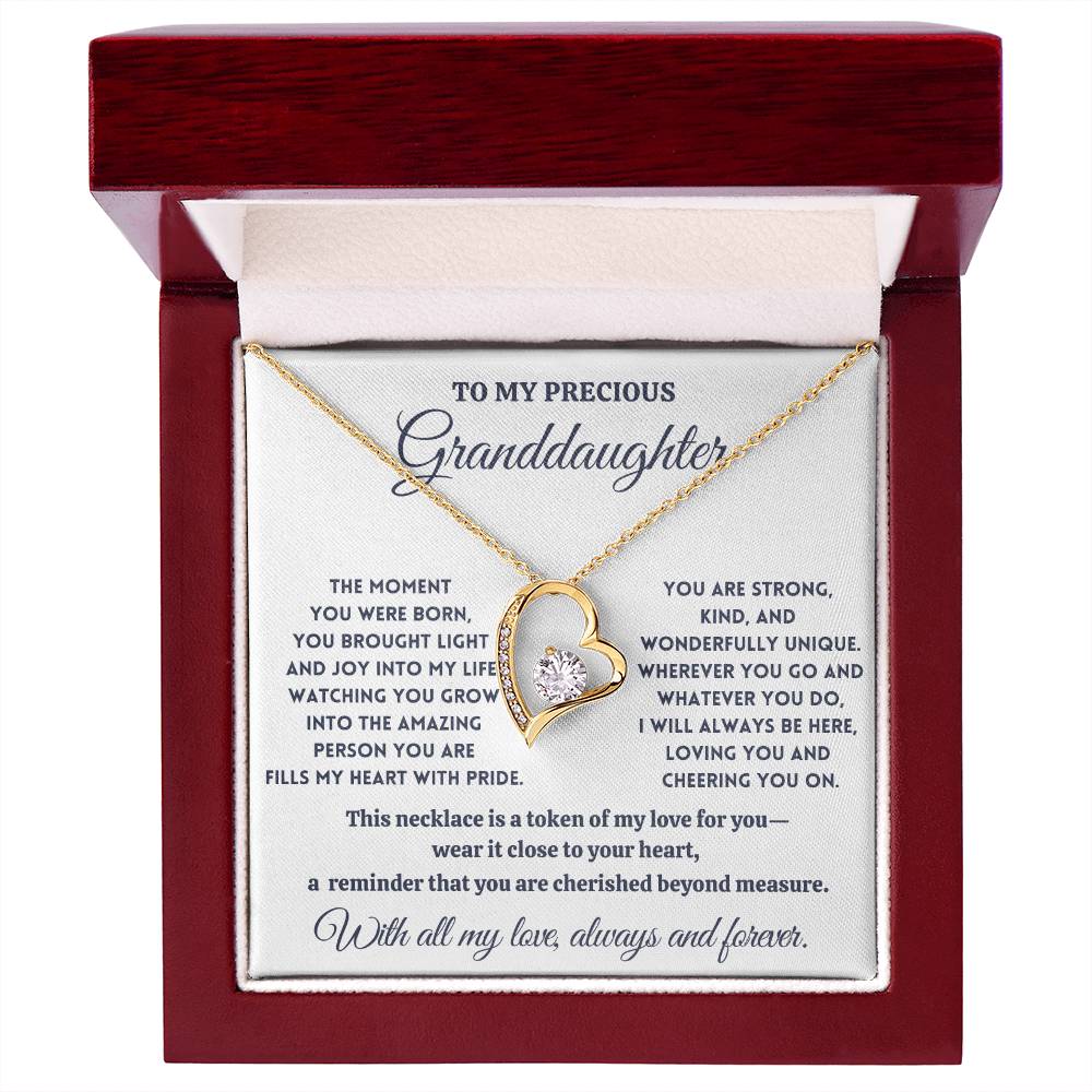 To My Precious Granddaughter - Cherished Beyond Measure - Forever Love Necklace