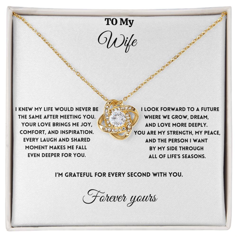 To My Wife - I Fall Even Deeper For You - Love Knot Necklace