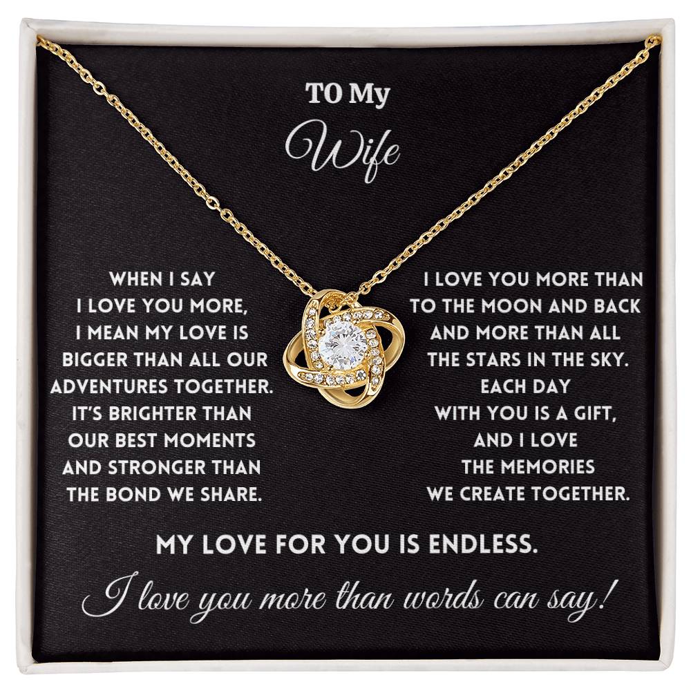 To My Wife - To the Moon and Back - Love Knot Necklace