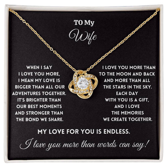 To My Wife - To the Moon and Back - Love Knot Necklace