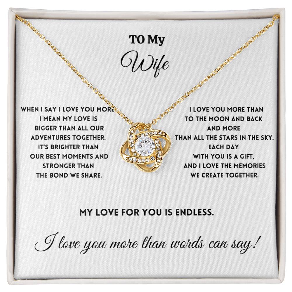 To My Wife - To the Moon and Back - Love Knot Necklace