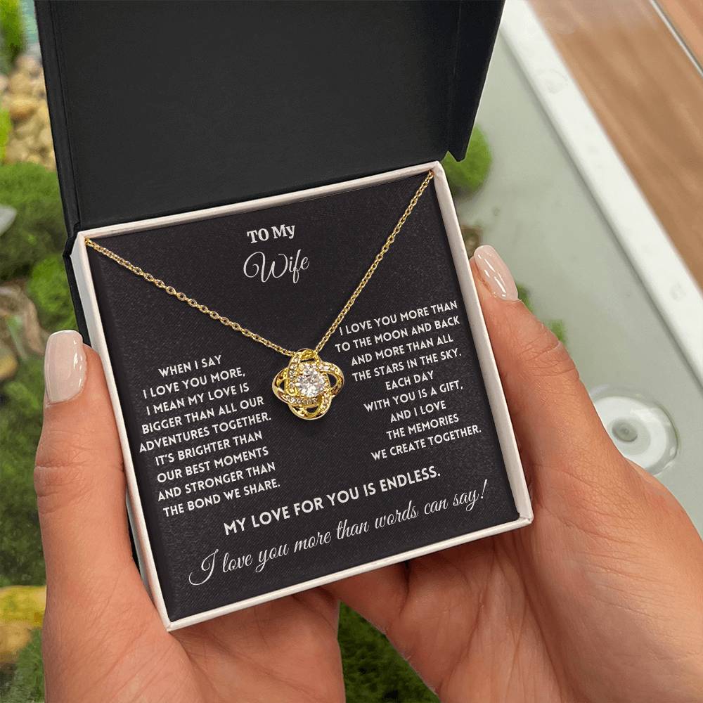 To My Wife - To the Moon and Back - Love Knot Necklace