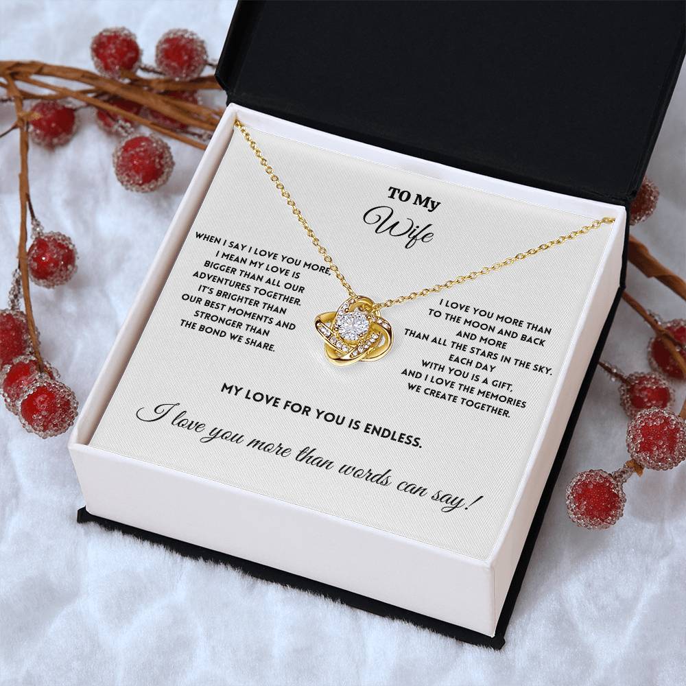 To My Wife - To the Moon and Back - Love Knot Necklace