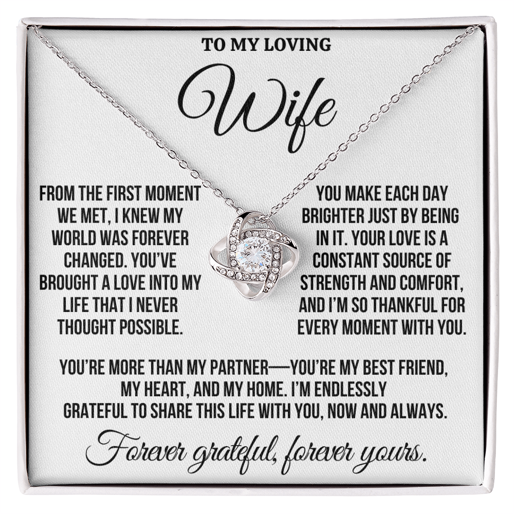 To My Loving Wife "You Make Each Day Brighter" Love Knot Necklace