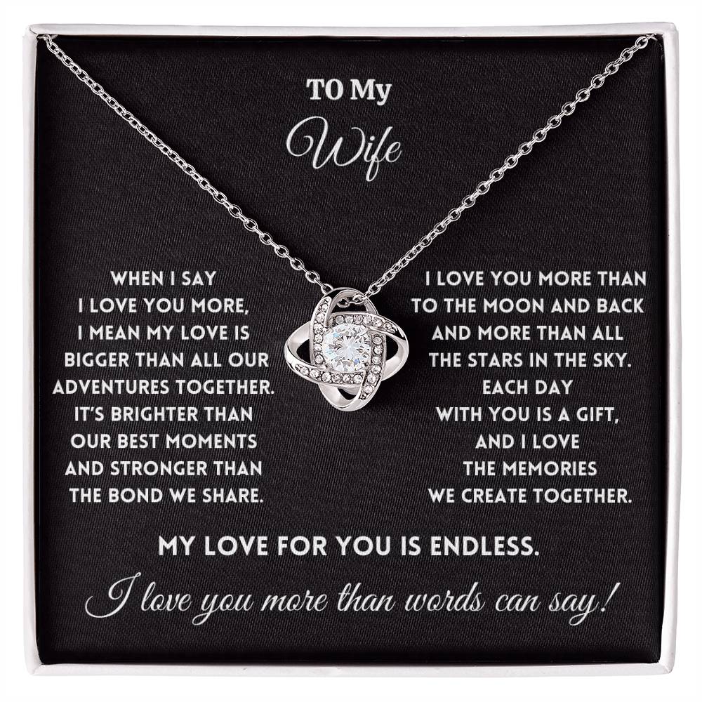 To My Wife - To the Moon and Back - Love Knot Necklace