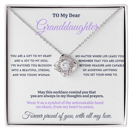 To My Dear Granddaughter - Love Knot Necklace -You Are Loved Beyond Measure