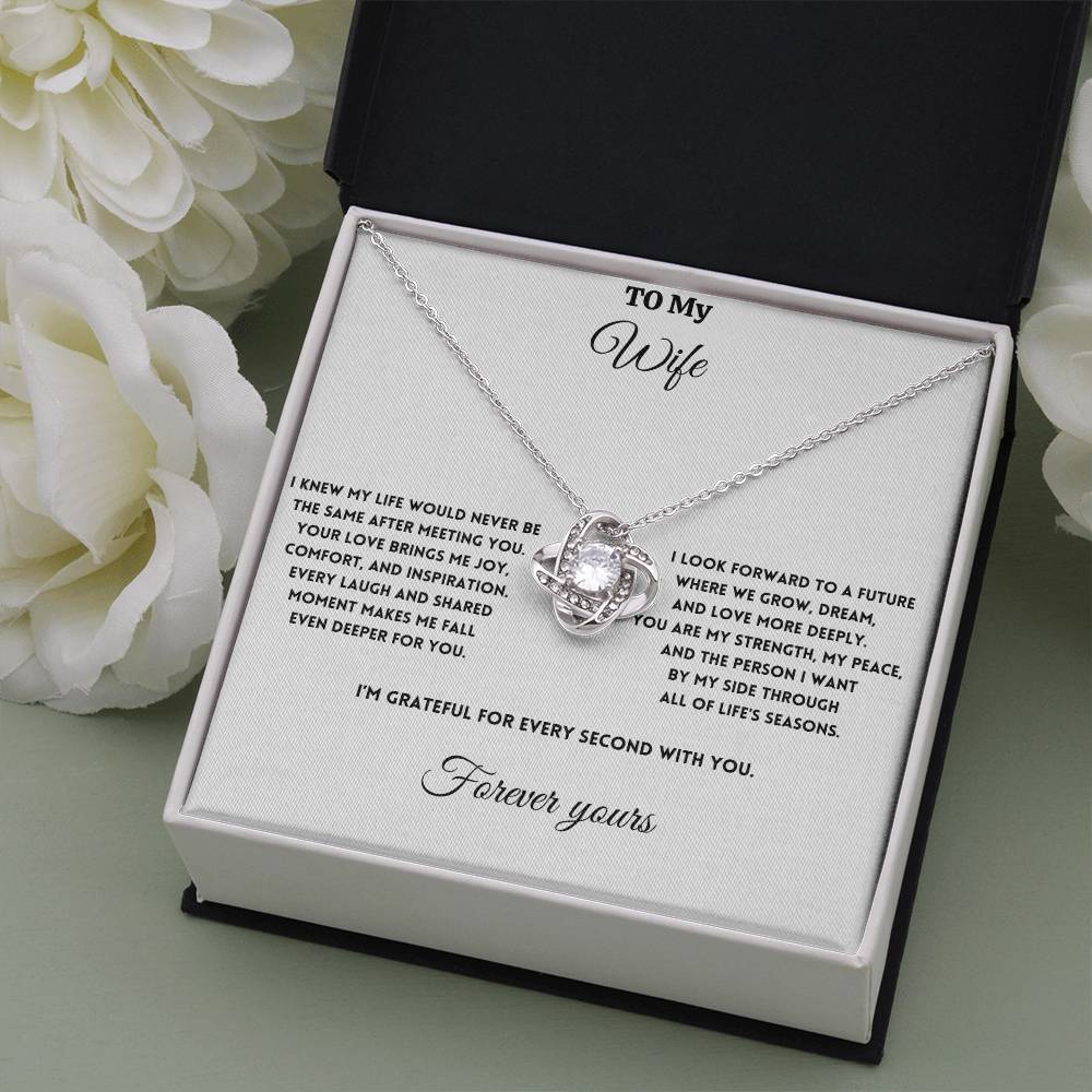 To My Wife - I Fall Even Deeper For You - Love Knot Necklace