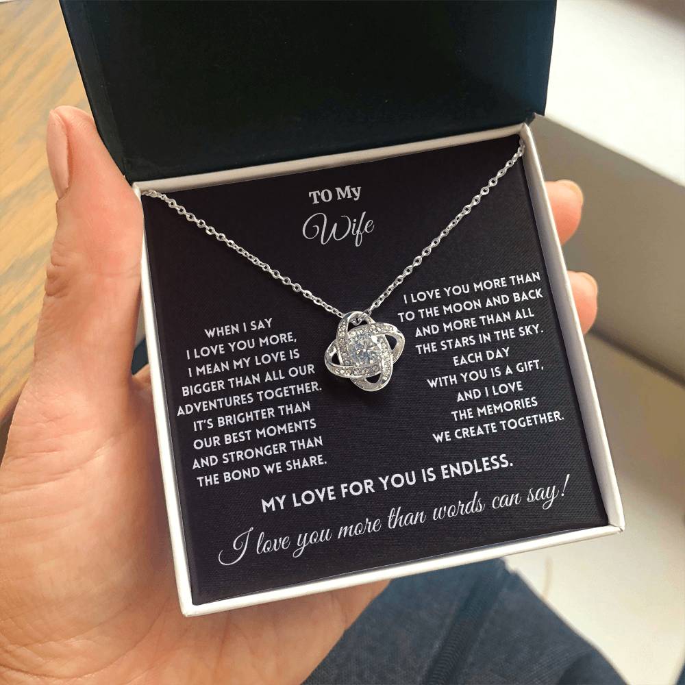 To My Wife - To the Moon and Back - Love Knot Necklace