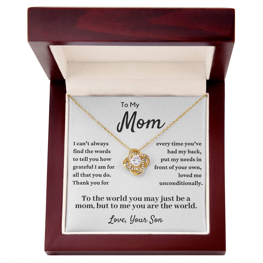 To My Mom Love Knot Necklace - Loved Me Unconditonally