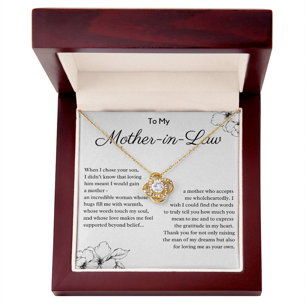 To My Mother-in-Law Love Knot Necklace - For Loving Me as Your Own