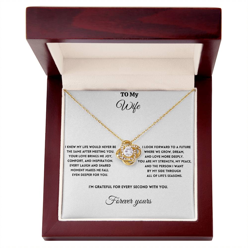 To My Wife - I Fall Even Deeper For You - Love Knot Necklace