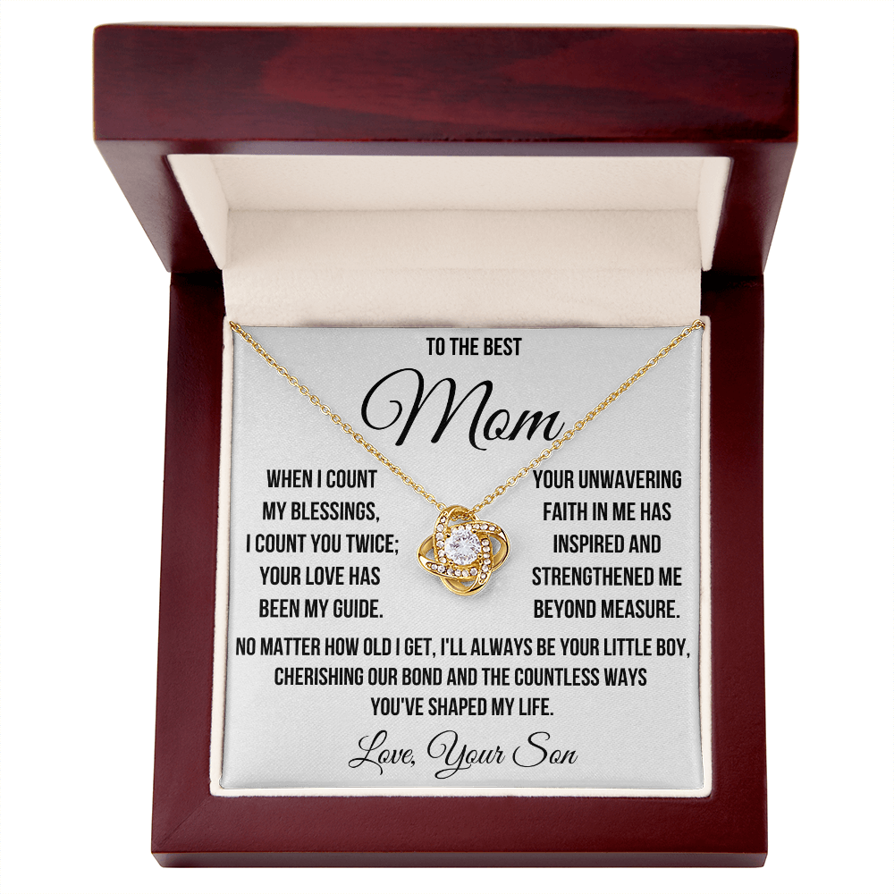 To My Mom "I Count You Twice" Love Knot Necklace