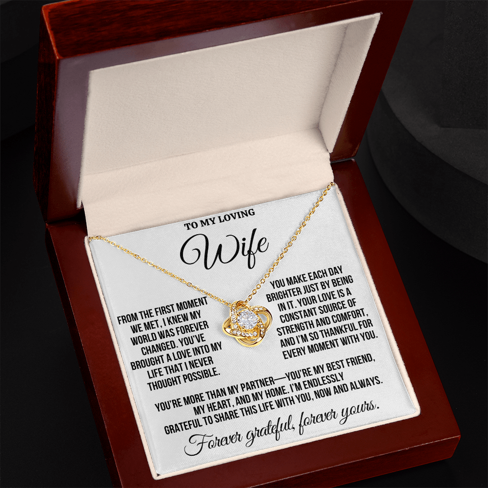 To My Loving Wife "You Make Each Day Brighter" Love Knot Necklace