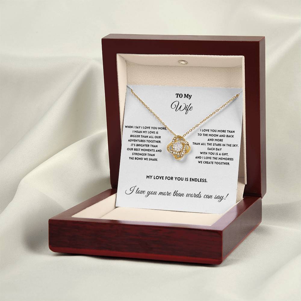 To My Wife - To the Moon and Back - Love Knot Necklace