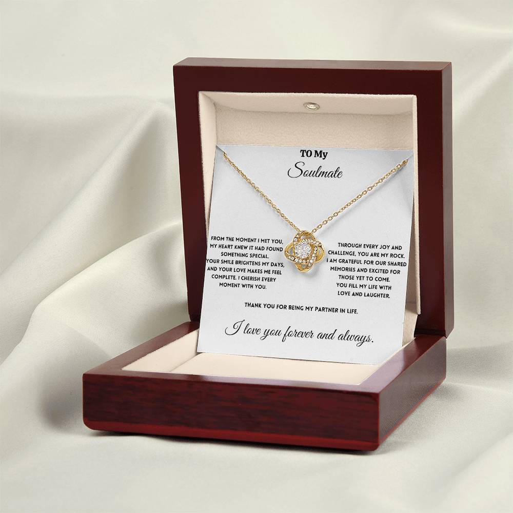 To My Soulmate - Your Love Makes Me Feel Complete - Love Knot Necklace