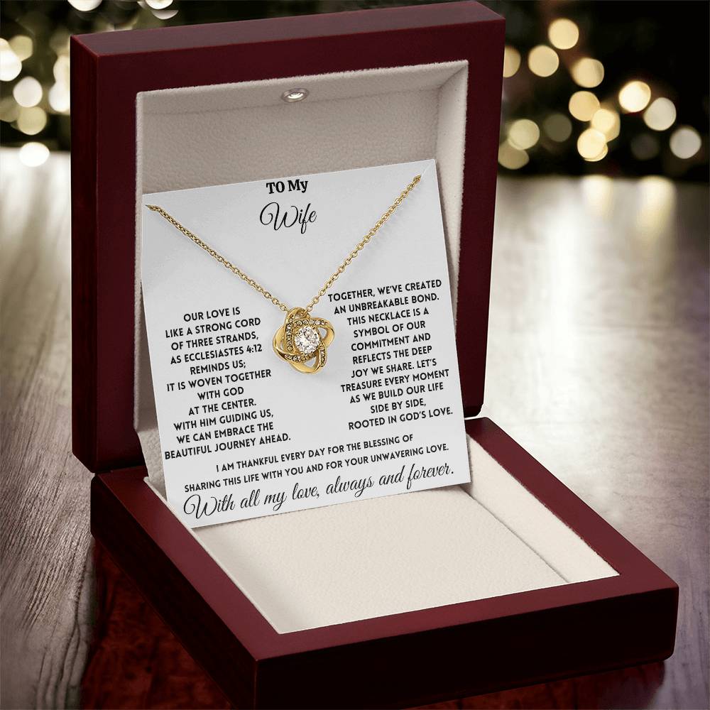 To My Wife - God is at the center - Love Knot Necklace