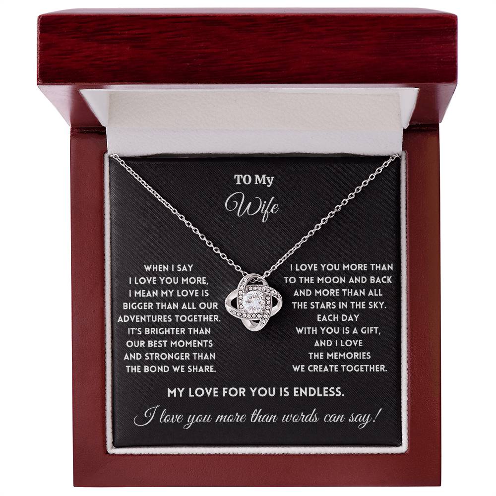 To My Wife - To the Moon and Back - Love Knot Necklace