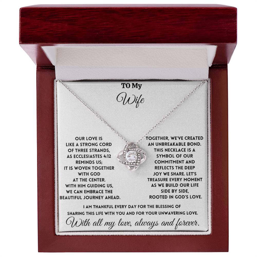 To My Wife - God is at the center - Love Knot Necklace