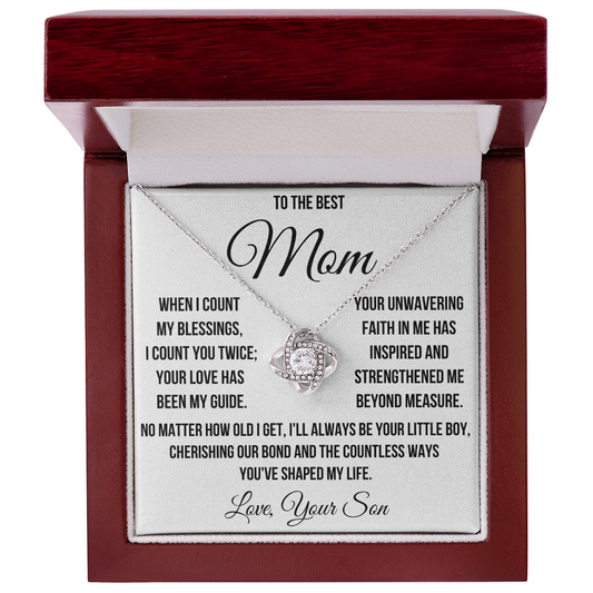 To My Mom "I Count You Twice" Love Knot Necklace