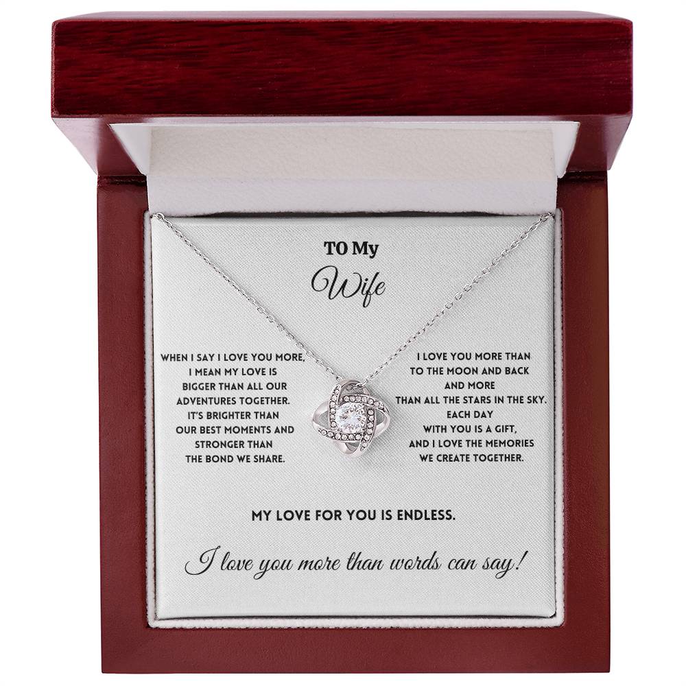 To My Wife - To the Moon and Back - Love Knot Necklace