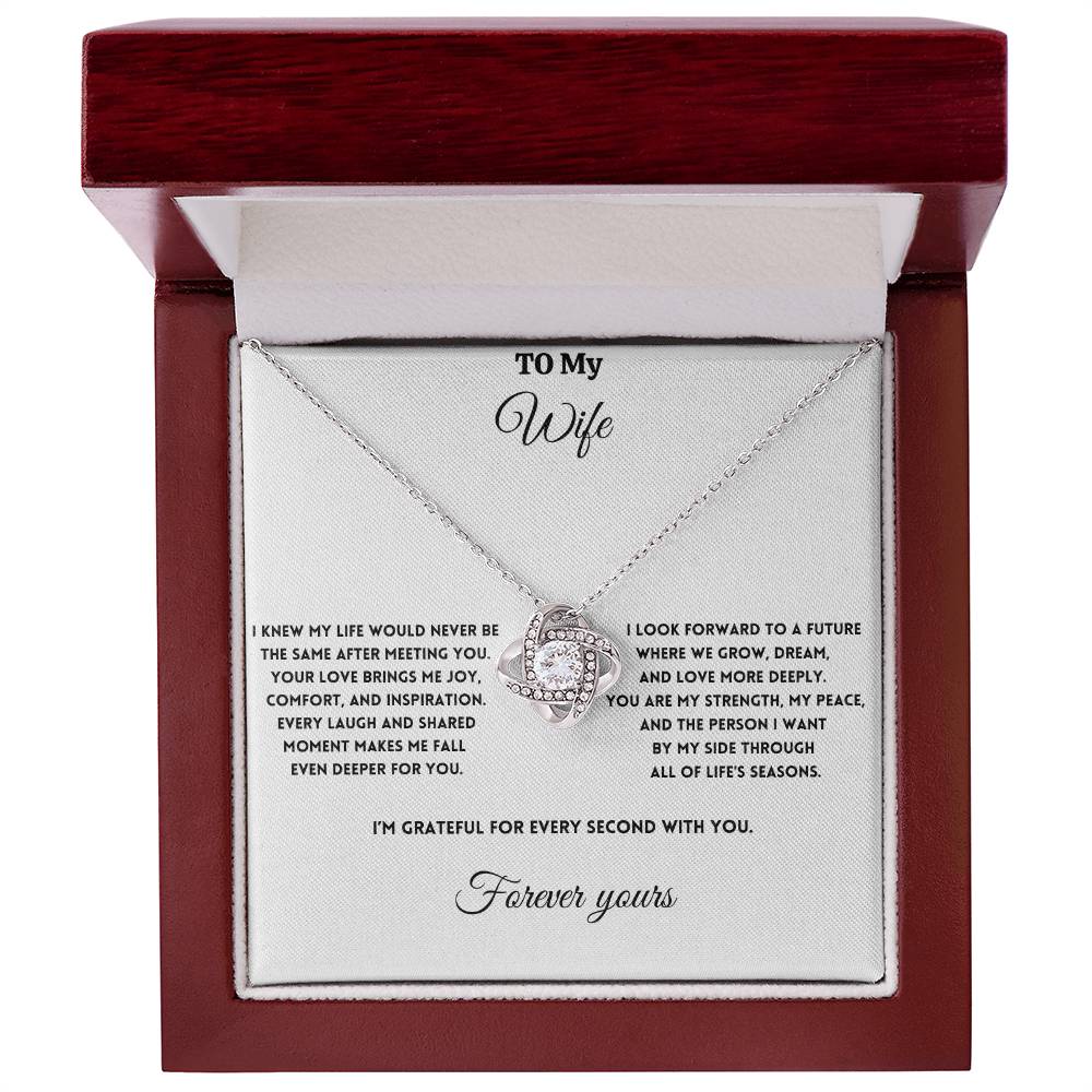 To My Wife - I Fall Even Deeper For You - Love Knot Necklace