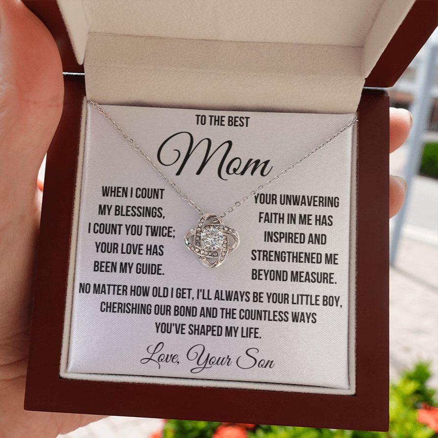 To My Mom "I Count You Twice" Love Knot Necklace