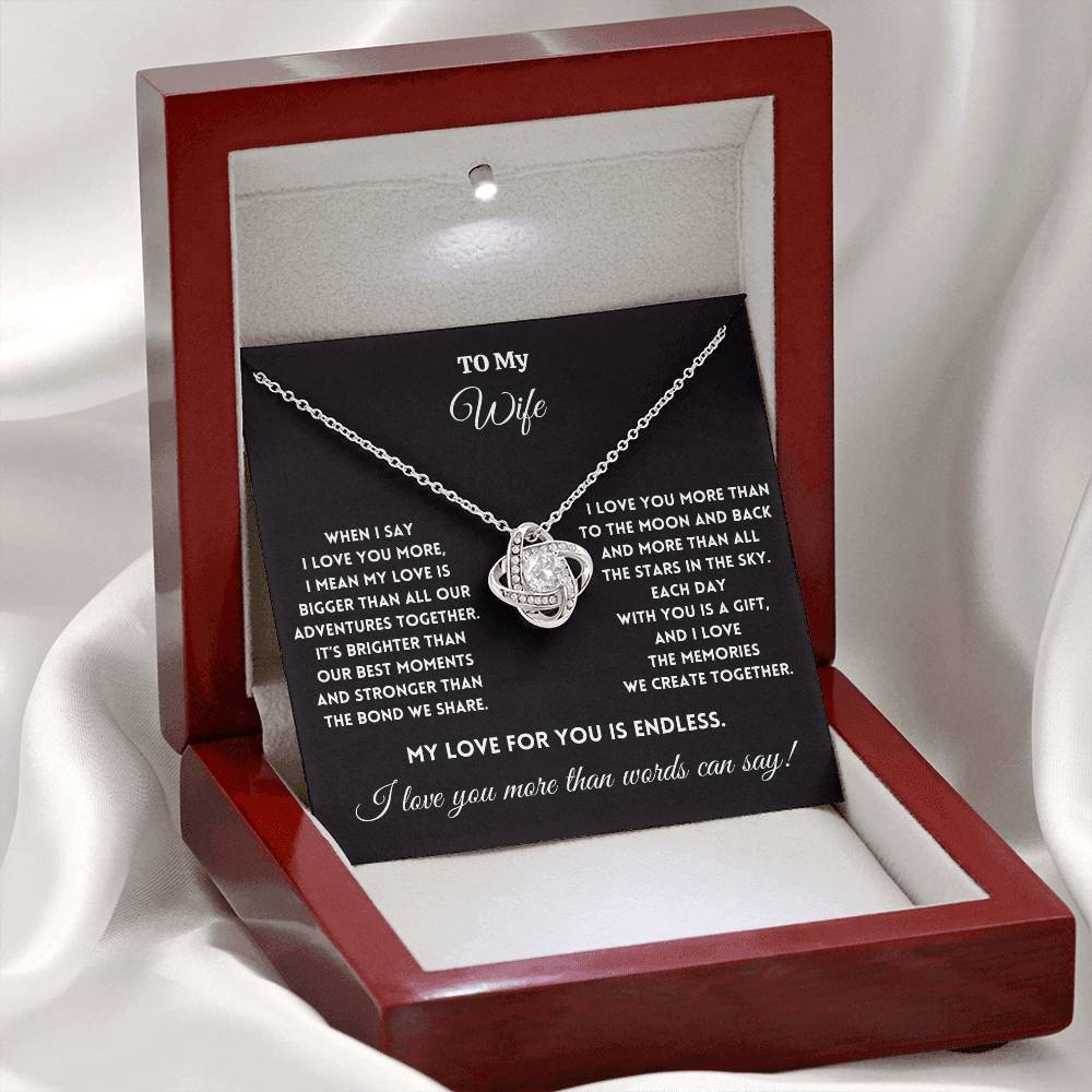 To My Wife - To the Moon and Back - Love Knot Necklace