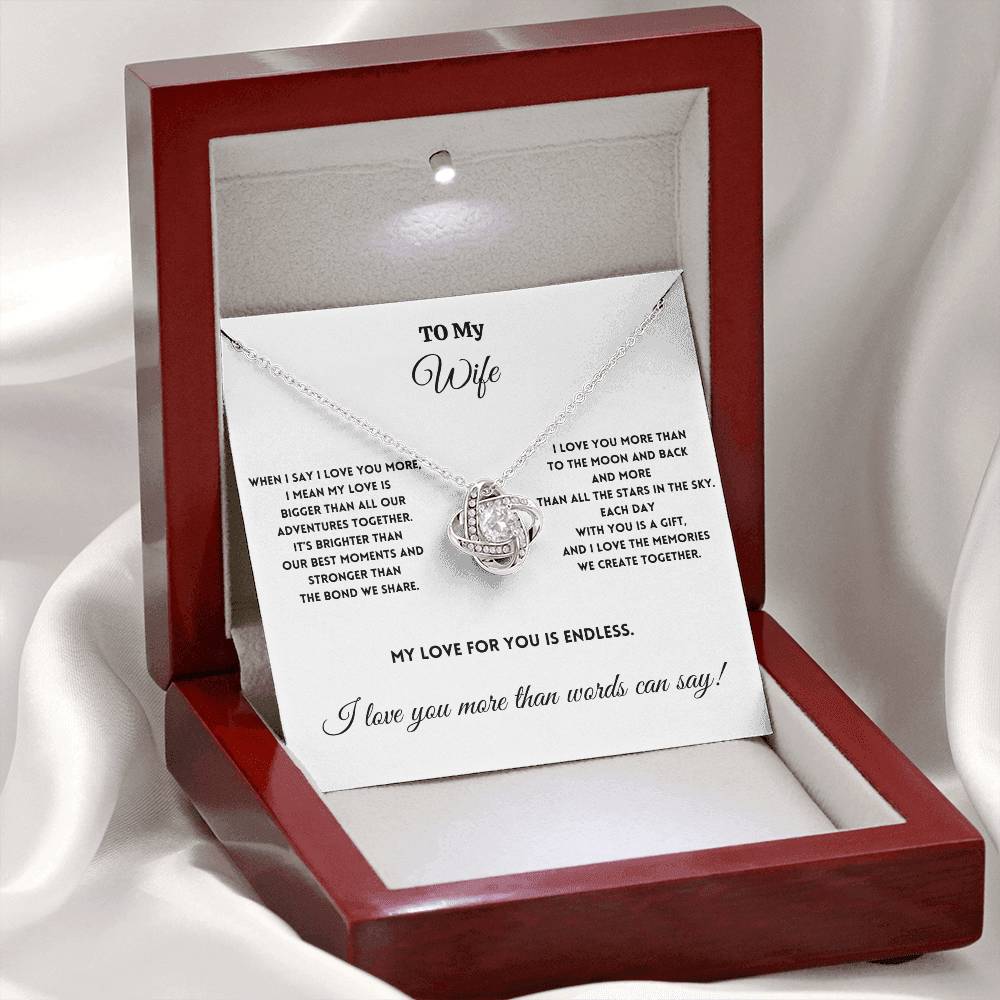 To My Wife - To the Moon and Back - Love Knot Necklace