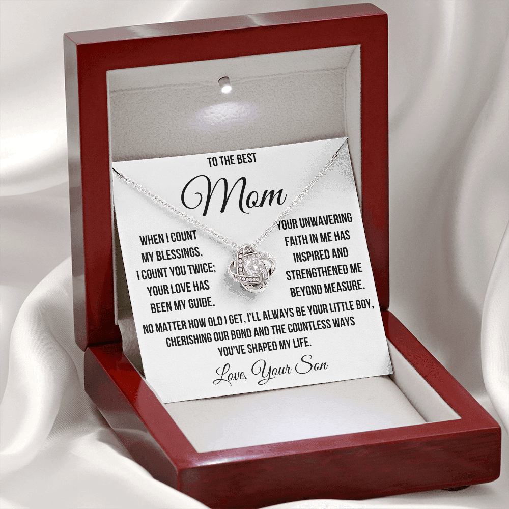 To My Mom "I Count You Twice" Love Knot Necklace