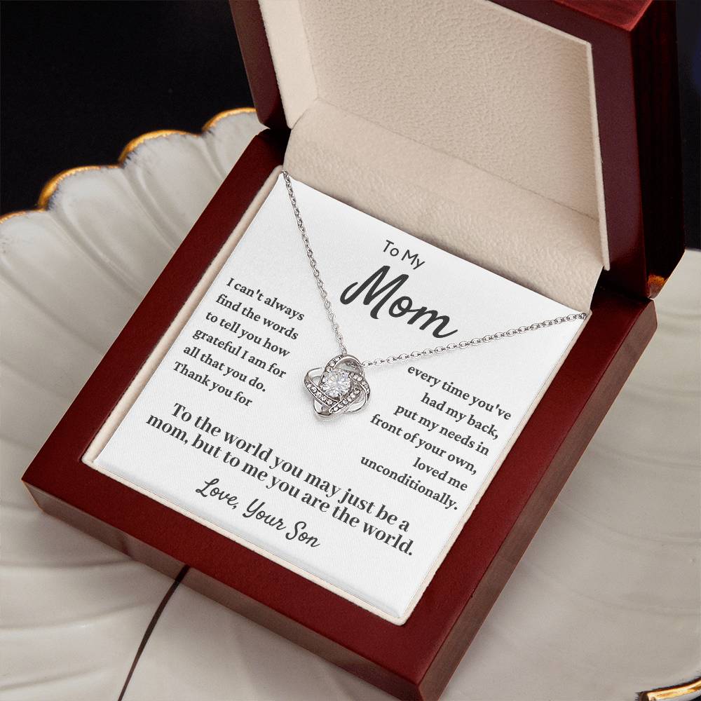 To My Mom Love Knot Necklace - Loved Me Unconditonally