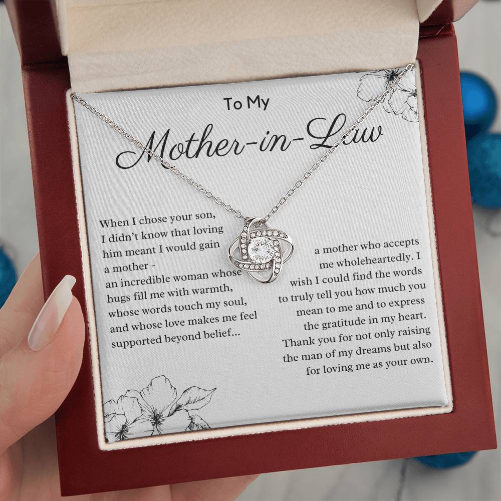 To My Mother-in-Law Love Knot Necklace - For Loving Me as Your Own