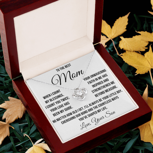 To My Mom "I Count You Twice" Love Knot Necklace