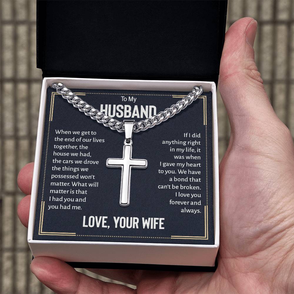 To My Husband - Cross Necklace - A Bond That Can't Be Broken