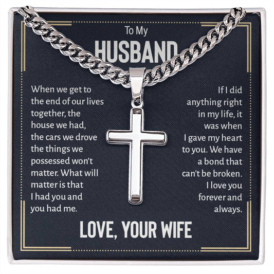 To My Husband - Cross Necklace - A Bond That Can't Be Broken