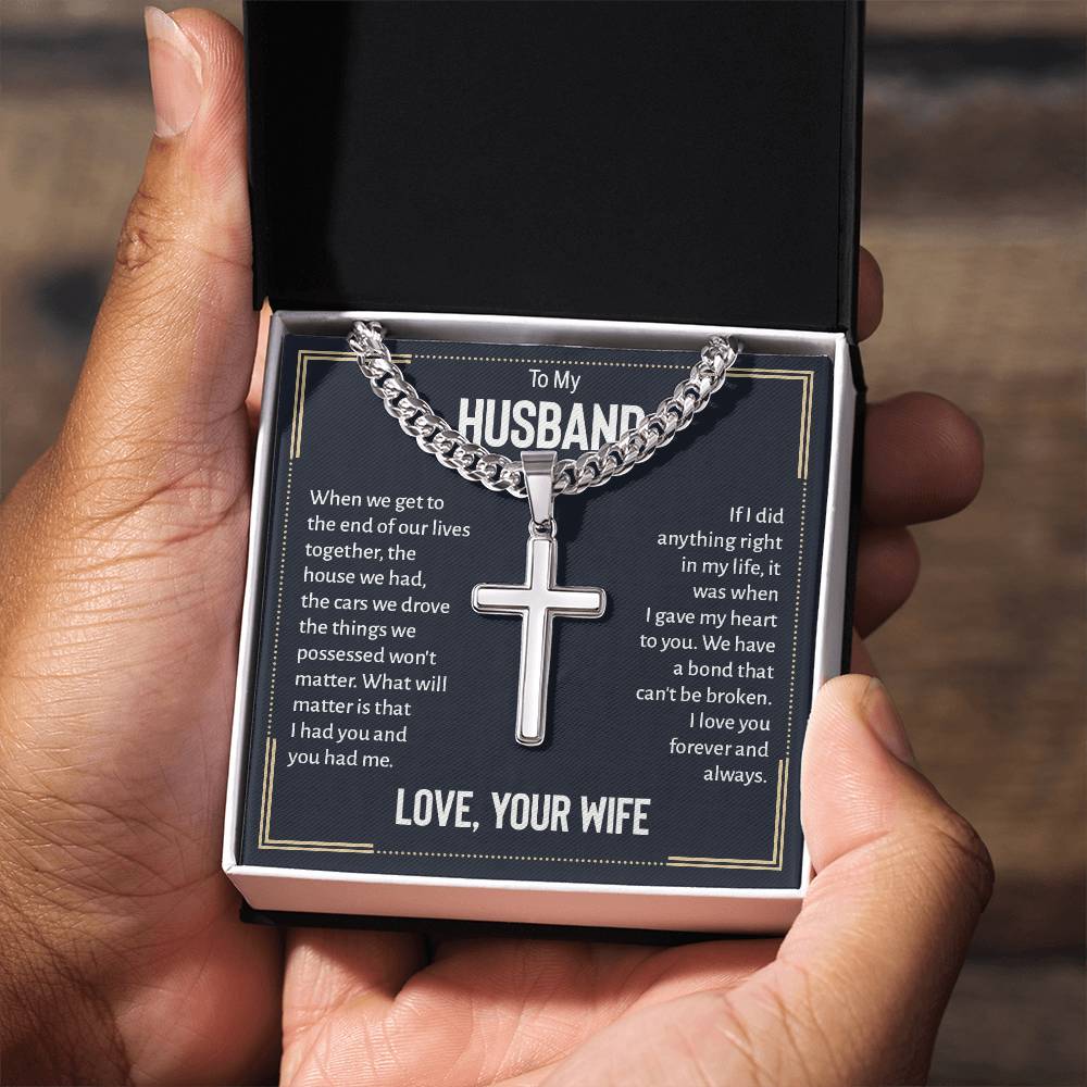 To My Husband - Cross Necklace - A Bond That Can't Be Broken