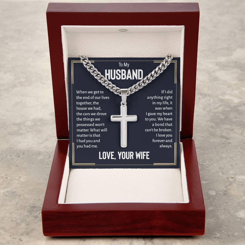 To My Husband - Cross Necklace - A Bond That Can't Be Broken