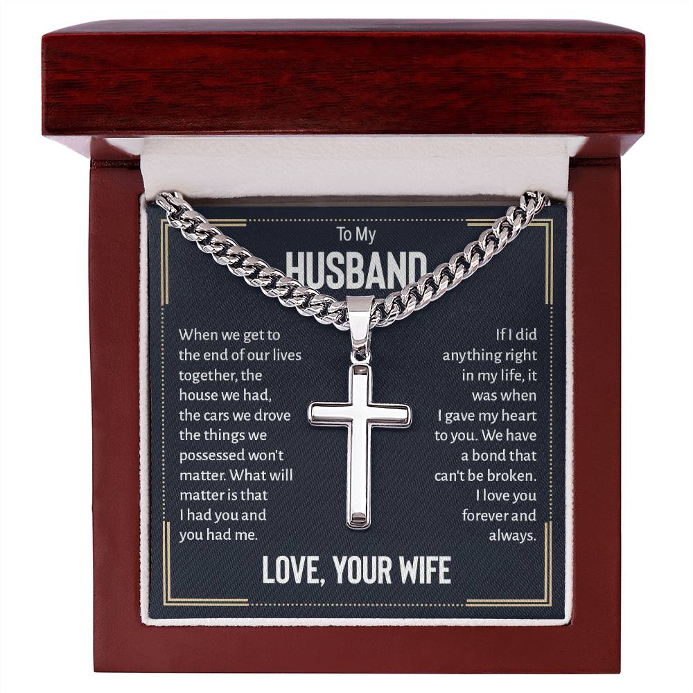 To My Husband - Cross Necklace - A Bond That Can't Be Broken