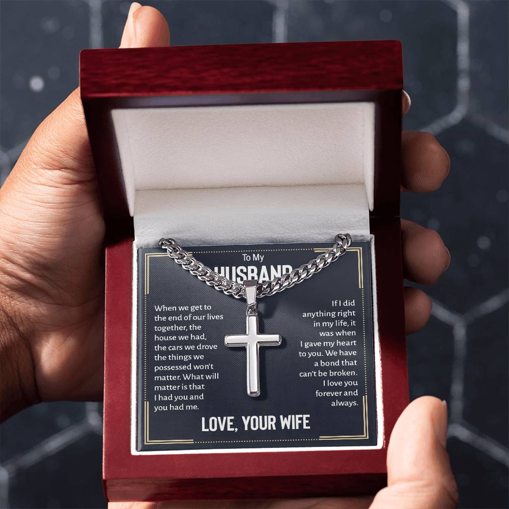 To My Husband - Cross Necklace - A Bond That Can't Be Broken