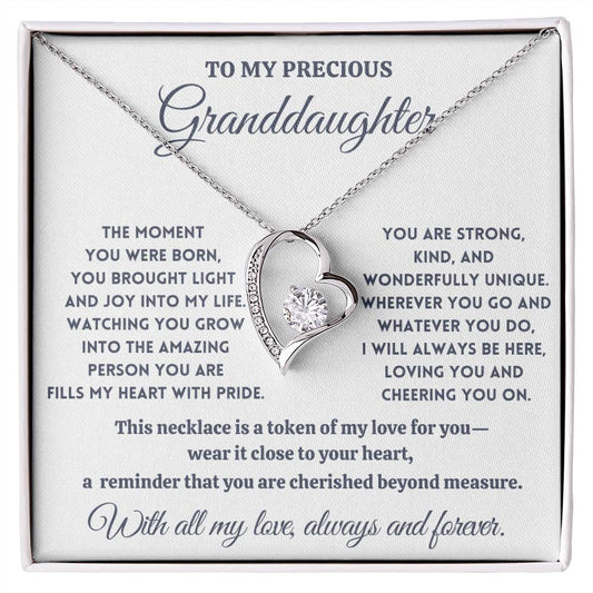 To My Precious Granddaughter - Cherished Beyond Measure - Forever Love Necklace