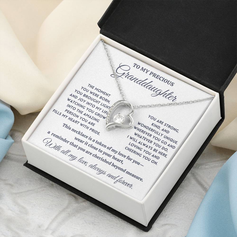 To My Precious Granddaughter - Cherished Beyond Measure - Forever Love Necklace