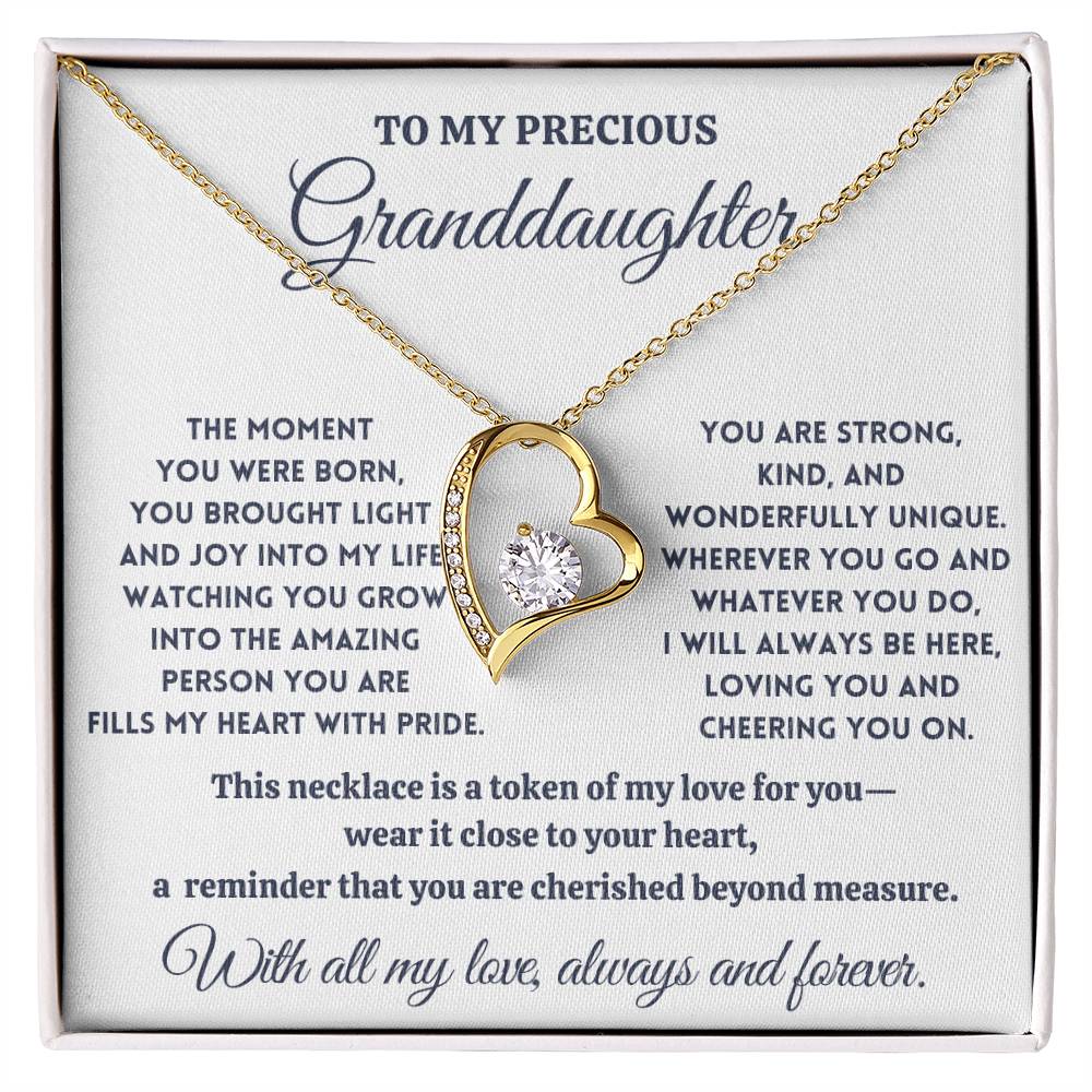 To My Precious Granddaughter - Cherished Beyond Measure - Forever Love Necklace