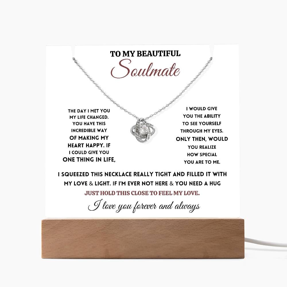 To My Beautiful Soulmate - Love Knot Necklace with Acrylic Stand