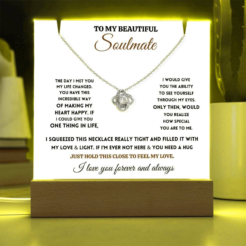 To My Beautiful Soulmate - Love Knot Necklace with Acrylic Stand