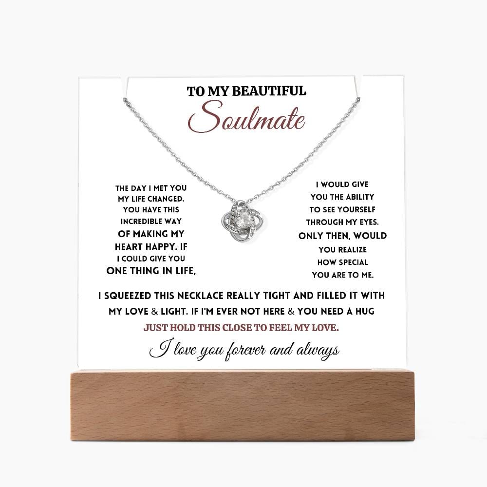 To My Beautiful Soulmate - Love Knot Necklace with Acrylic Stand