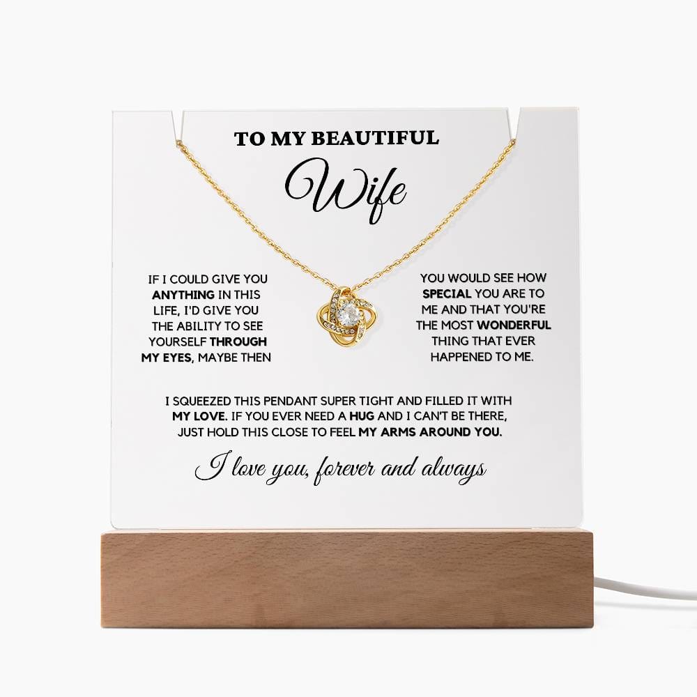 To My Beautiful Wife - Love Knot Necklace on Acrylic Stand