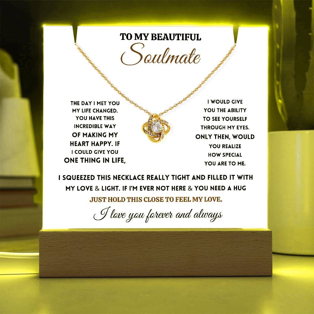 To My Beautiful Soulmate - Love Knot Necklace with Acrylic Stand